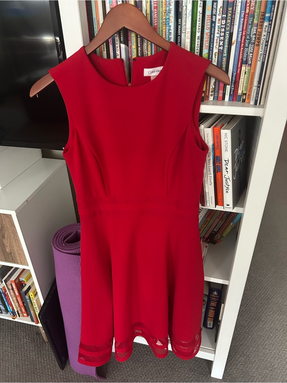 Calvin Klein Red Sleeveless Fit-and-Flare Midi Dress